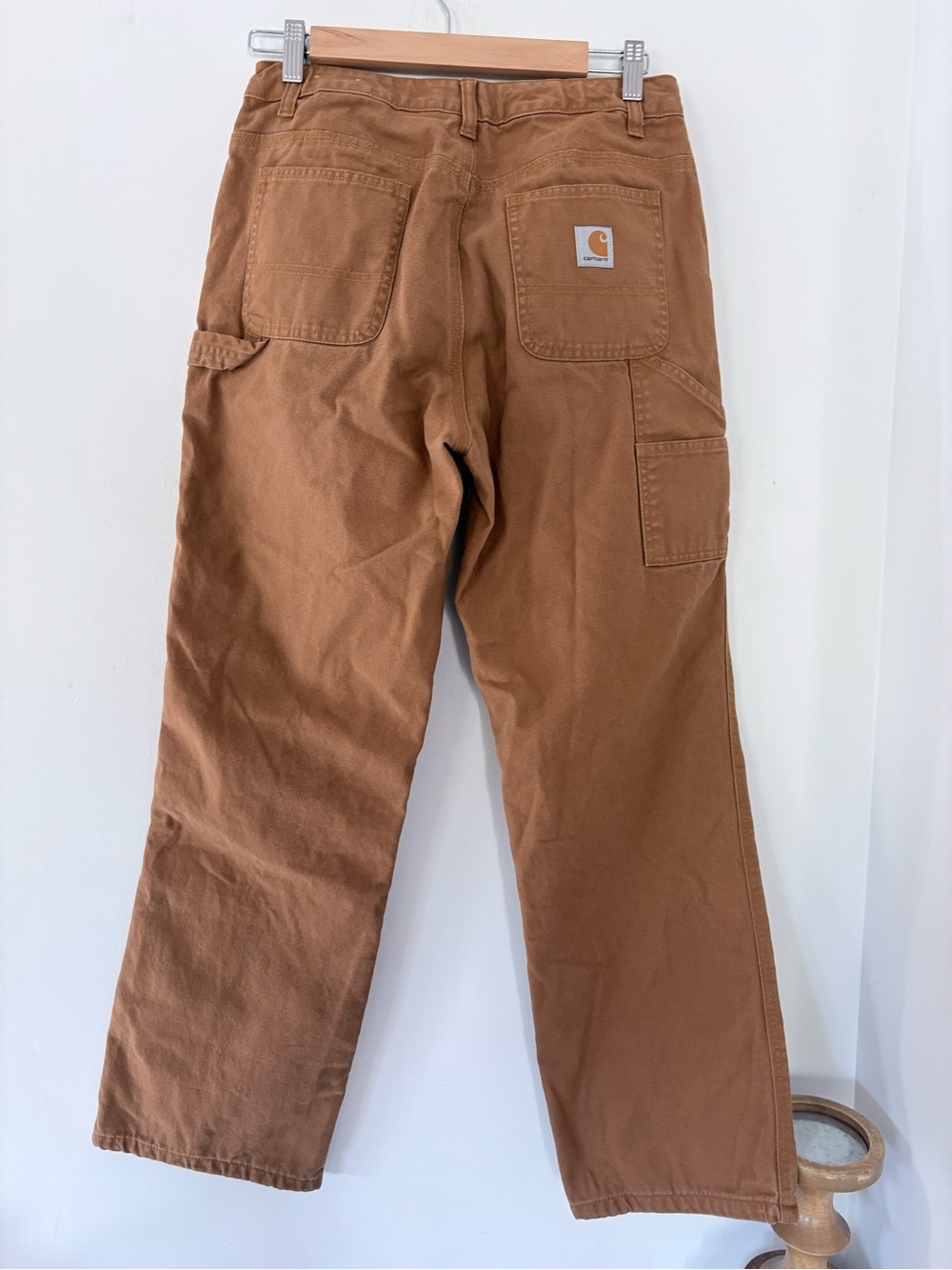 CARHARTT Flannel Lined Canvas Utility Pants Brown YOUTH 16 Chore Outdoor Rugged
